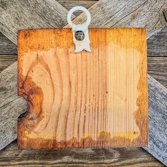 1970’s Vintage Farm Girl w/ Baby Lamb Decoupage on Wood-Wall Art-Folk Art-5.25”H - Picture 5 of 5